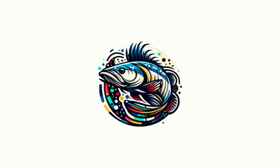 big fish color full vector illustration mascot design