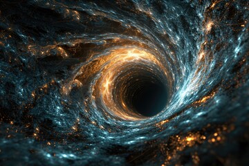 Cosmic mystery : the depths of a black hole in space, an enigmatic gravitational singularity shaping the fabric of the universe, a celestial journey into the heart of darkness