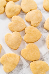 Heart-shaped sugar cookies with royal icing