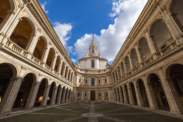 Courtyard of Sant'Ivo alla Sapienza Church on Piazza Navona, Rome, Italy