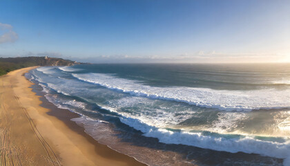 Ocean waves on sunny day beach sand