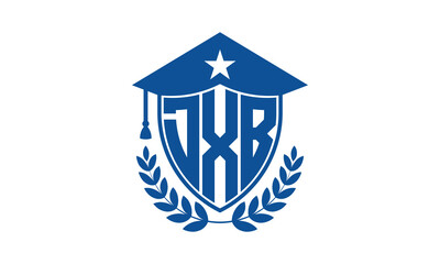 DXB three letter iconic academic logo design vector template. monogram, abstract, school, college, university, graduation cap symbol logo, shield, model, institute, educational, coaching canter, tech