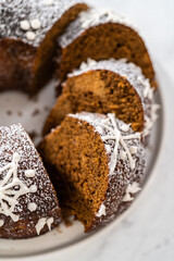 Gingerbread bundt cake with caramel filling