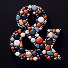 Ampersand shape made of marble pebbles. AI generated illustration