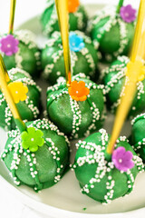 Delicious cactus cake pops for Cinco de Mayo celebration