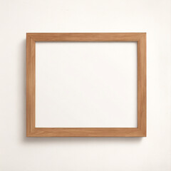Obraz premium Marco vertical rectangular fino de madera clara colgado en una pared con textura blanca, plano, vista superior, ilustración 3D