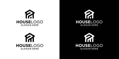 modern abstract house logo initials