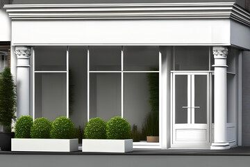white boutique storefront vitrine template