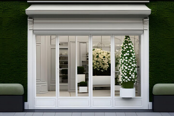 template for storefront boutique design , vintage european style vitrine