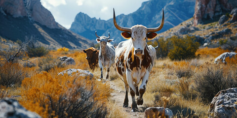 Longhorn Cattle - obrazy, fototapety, plakaty