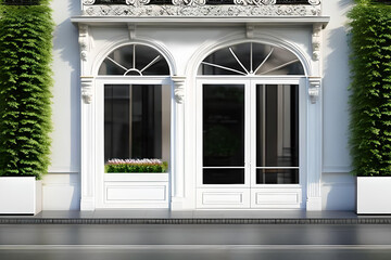 template for storefront boutique design , vintage european style vitrine