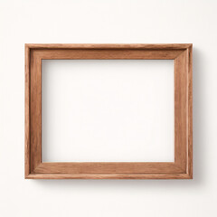 
Marco vertical rectangular fino de madera clara colgado en una pared con textura blanca, plano, vista superior, ilustraci&oacute;n 3D