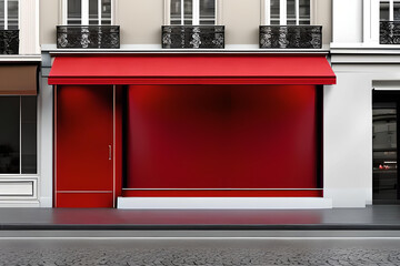 template for storefront boutique design , retro red european style vitrine