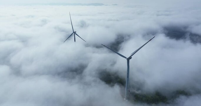 wind power turbines with fog
