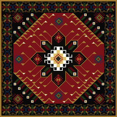  vector ethnic carpet motif pattern, rug motif, tribal pattern