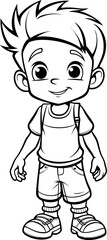 Cute boy vector coloring page