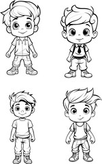 Cute boy vector coloring page