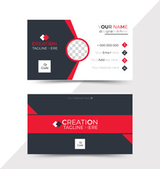 Fototapeta na wymiar Red black double site corporate rectangle business card concept template design