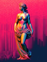 Pixel art 8-bit art style 3D of portrait ancient Greek statue in modern style