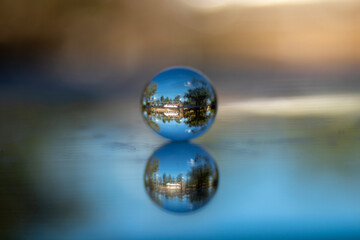 The clear crystal ball was photographed with a macro lens. Makes it possible to see interesting details