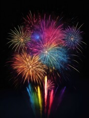 Beautiful New Year fireworks in close-up.