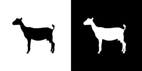Goat silhouette icon. Animal icon. Black animal icon. Silhouette