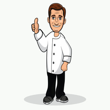 Vector illustration of a chef cartoon showing thumbs up