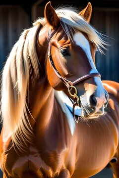 Flowing mane of a horse, highlighting the individual strands and textures, background image, generative AI