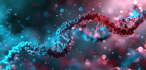 Colourful DNA helix in a dynamic abstract environment.