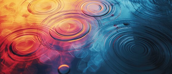 Soft, vibrant ripple effect circles in a dreamy bokeh effect with a rainbow of colours. - obrazy, fototapety, plakaty