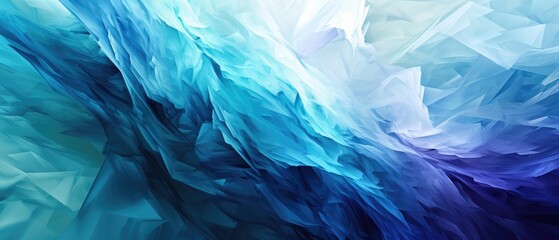 A delicate wave of blue and purple with low poly facets in a fluid abstract. - obrazy, fototapety, plakaty
