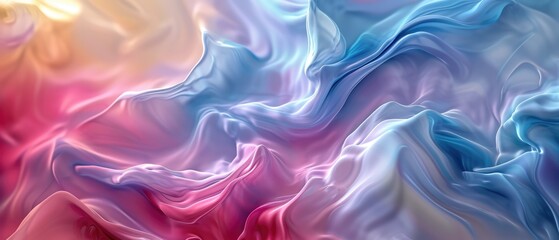 Fototapeta premium Waves of silk in pastel orange and blue hues create a serene and luxurious texture.