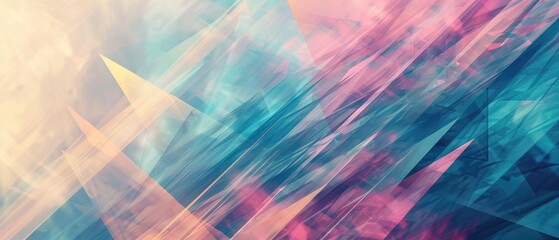 Vibrant low poly pastel abstraction with sharp geometric shapes in pink and blue.