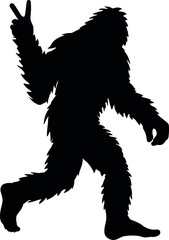 Bigfoot Sasquatch Peace Hand Sign SVG Cut File for Cricut and Silhouette, EPS ,Vector, PNG , JPEG, Zip Folder - obrazy, fototapety, plakaty