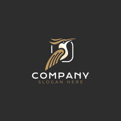 Luxury hummingbird mascot vector logo design. Simple minimalist bird as company brand identity. Vector illustration.