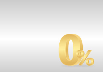 Zero Percent. 0% Sale Discount or 0% Commission. Vector Illustration on Silver Background. 