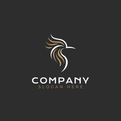 Obraz premium Luxury hummingbird mascot vector logo design. Simple minimalist bird as company brand identity. Vector illustration.