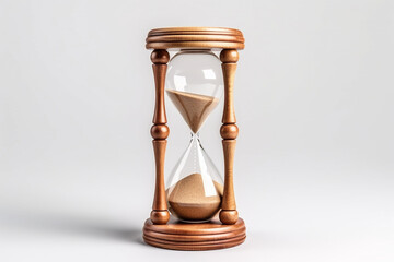 Classical wooden sand hourglass on white background. Time measurement concept