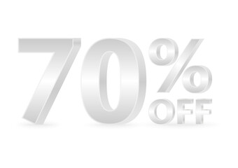 70% or 70 Percent Off Sale Discount. 70% for Banner, Poster or Advertising. Vector Illustration. 