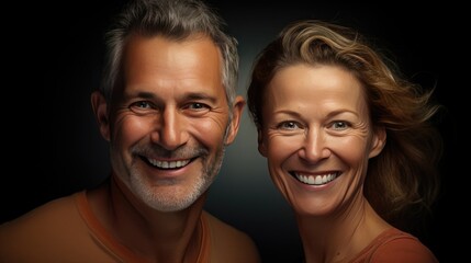 Middle-Aged man and woman Smiling - obrazy, fototapety, plakaty