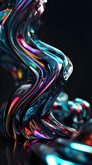 Digital metallic fantasy wave curve abstract graphic design. Generative AI	