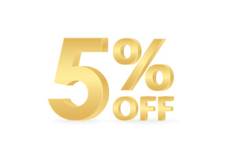 5% or 5 Percent Off Sale Discount. 5% for Banner, Poster or Advertising. Vector Illustration. 