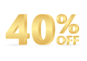40% or 40 Percent Off Sale Discount. 40% for Banner, Poster or Advertising. Vector Illustration. 