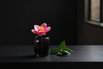 Single flower in black table