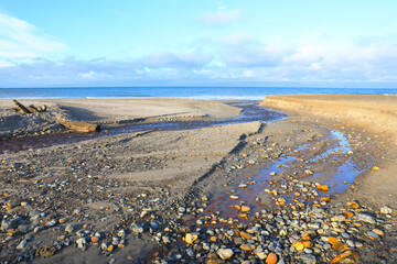 Idyllic sand beach in Thy National Park near Hanstholm in Jutland, Denmark