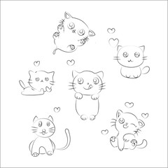 Cute cat funny character.