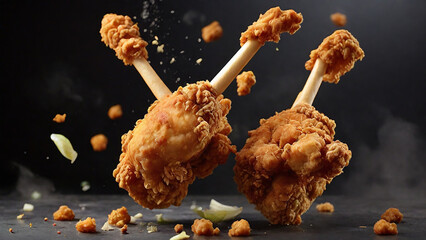 Falling Spicy Drumstick: Crispy Fried Chicken with Chili Paper Coating