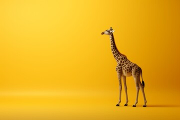 A 3D animation-style giraffe stands against a yellow safari background, evoking a rooftop scene.