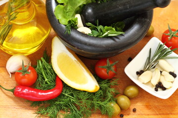 Still life with olive oil