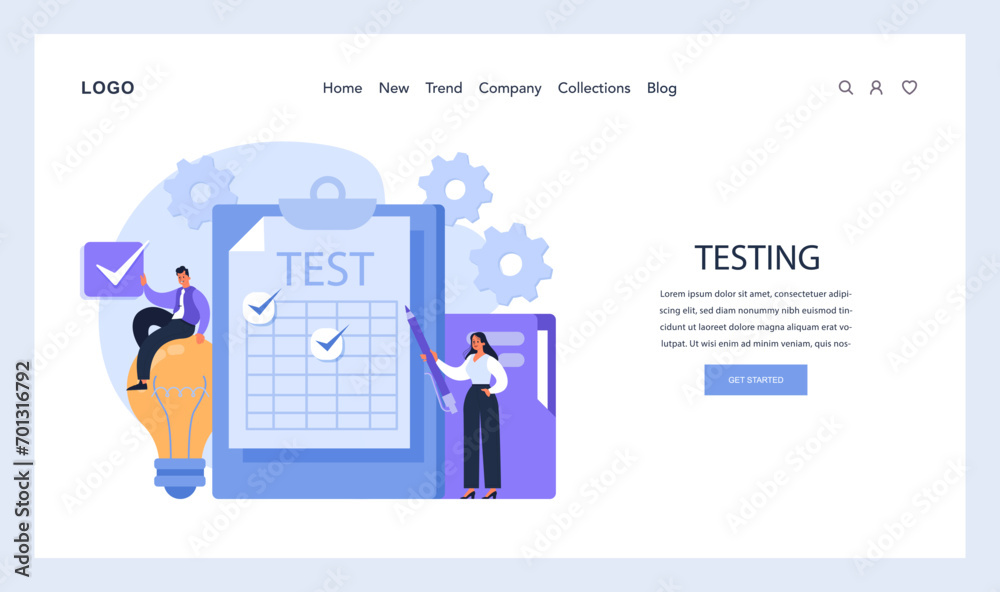 Poster testing phase web or landing. professionals rigorously evaluate a product, focusing on quality assur